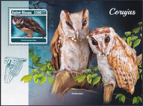 Potov znmka Guinea-Bissau 2018 Sovy Mi# Block 1692 Kat 12.50 