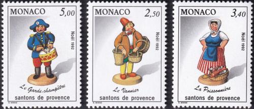 Potov znmky Monako 1992 Vianoce, postaviky z Betlma Mi# 2091-93 Kat 5.80