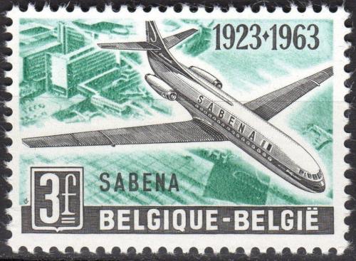 Potov znmka Belgicko 1963 Lietadlo Mi# 1319