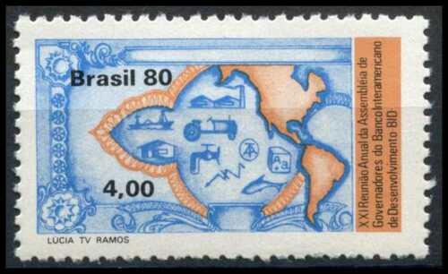 Potov znmka Brazlie 1980 Mapa Ameriky Mi# Mi# 1759 - zvi obrzok