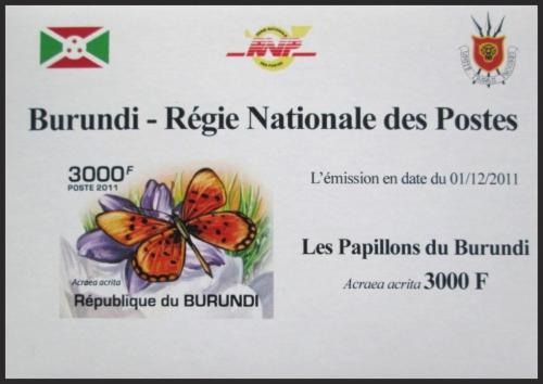 Potov znmka Burundi 2011 Acraea acrita neperf. DELUXE Mi# 2124 B Block