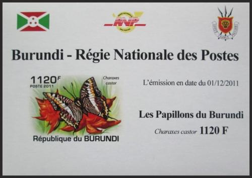 Potov znmka Burundi 2011 Charaxes castor neperf. DELUXE Mi# 2123 B Block - zvi obrzok