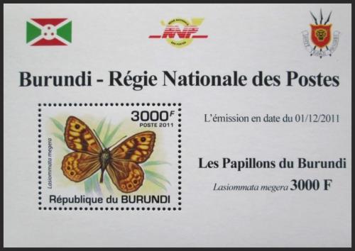 Potov znmka Burundi 2011 Lasiommata megera DELUXE Mi# 2121 Block - zvi obrzok