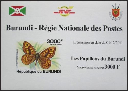 Potov znmka Burundi 2011 Lasiommata megera neperf. DELUXE Mi# 2121 B Block - zvi obrzok