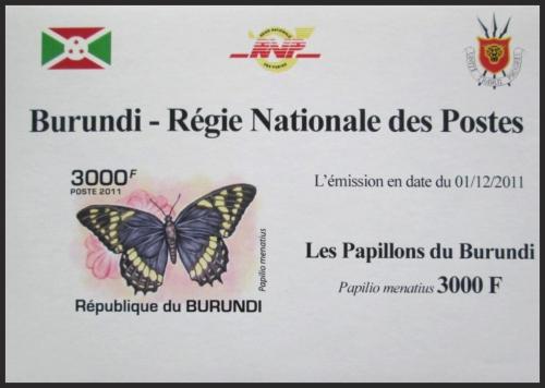 Potov znmka Burundi 2011 Papilio menatius neperf. DELUXE Mi# 2120 B Block - zvi obrzok