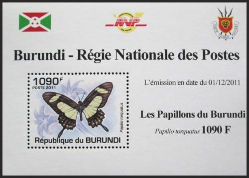 Potov znmka Burundi 2011 Papilio torquatus DELUXE Mi# 2118 Block - zvi obrzok