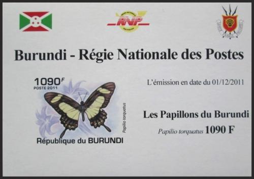 Potov znmka Burundi 2011 Papilio torquatus neperf. DELUXE Mi# 2118 B Block - zvi obrzok