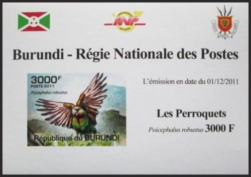 Potov znmka Burundi 2011 Papouek kapsk neperf. DELUXE Mi# 1980 B Block - zvi obrzok
