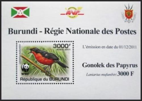 Potov znmka Burundi 2011 uhkovec papyrusov, WWF DELUXE Mi# 2128 b Block - zvi obrzok
