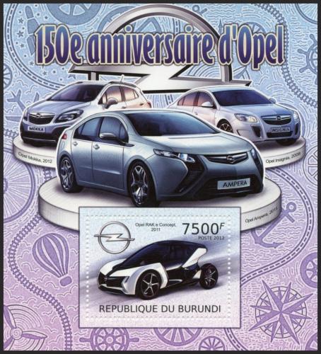 Potov znmka Burundi 2012 Automobily Opel Mi# Block 215 Kat 9 - zvi obrzok