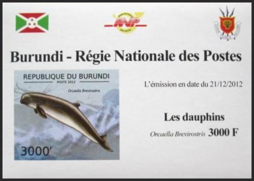 Potov znmka Burundi 2012 Delfny neperf. DELUXE Mi# 2846 B Block