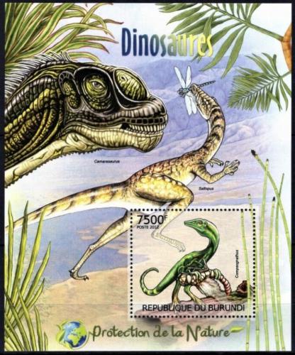 Poštová známka Burundi 2012 Dinosaury Mi# Block 235 Kat 9€