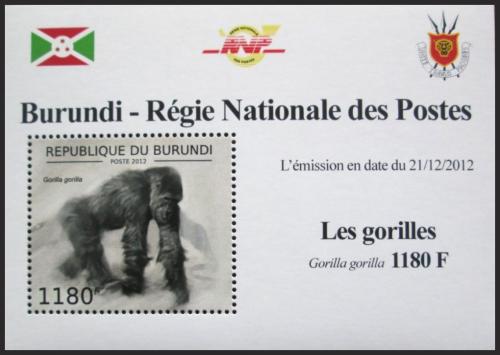Potov znmka Burundi 2012 Gorila zpadn DELUXE Mi# 2848 Block - zvi obrzok