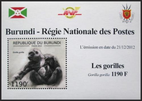 Potov znmka Burundi 2012 Gorila zpadn DELUXE Mi# 2849 Block