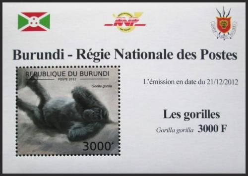 Potov znmka Burundi 2012 Gorila zpadn DELUXE Mi# 2850 Block - zvi obrzok