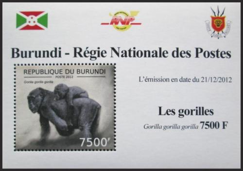 Potov znmka Burundi 2012 Gorila zpadn DELUXE Mi# 2852 Block - zvi obrzok