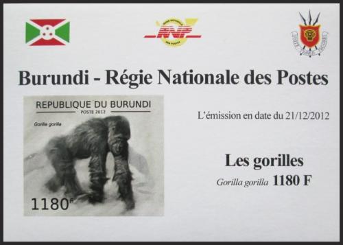 Potov znmka Burundi 2012 Gorila zpadn neperf. DELUXE Mi# 2848 B Block