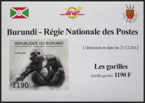 Potov znmka Burundi 2012 Gorila zpadn neperf. DELUXE Mi# 2849 B Block - zvi obrzok