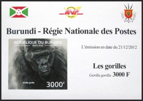 Potov znmka Burundi 2012 Gorila zpadn neperf. DELUXE Mi# 2851 B Block