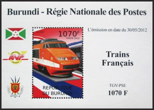 Potov znmka Burundi 2012 Lokomotva TGV-PSE DELUXE Mi# 2441 Block