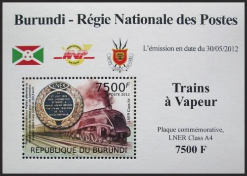Potov znmka Burundi 2012 Parn lokomotva DELUXE Mi# 2440 Block - zvi obrzok