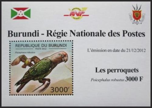 Potov znmka Burundi 2012 Papouek kapsk DELUXE Mi# 2815 Block - zvi obrzok