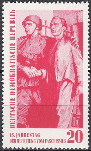 Poštová známka DDR 1960 Výroèí oslobedenia Mi# 764