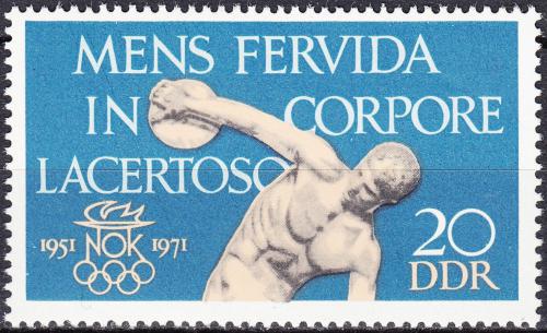 Potov znmka DDR 1971 Nrodn olympijsk vbor, 20. vroie Mi# 1660