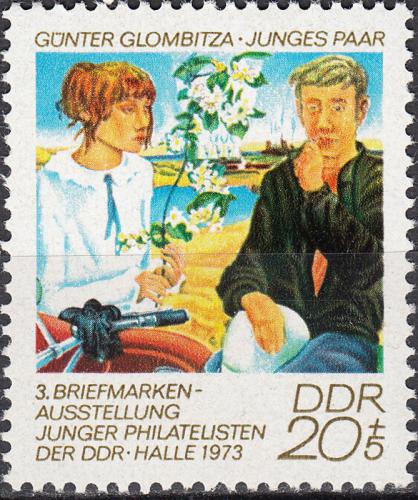 Poštová známka DDR 1973 Umenie, výstava mladých filatelistù Mi# 1884