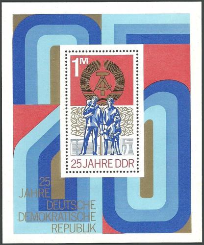 Poštovní známka DDR 1974 Vznik republiky, 25. výroèí Mi# Block 41