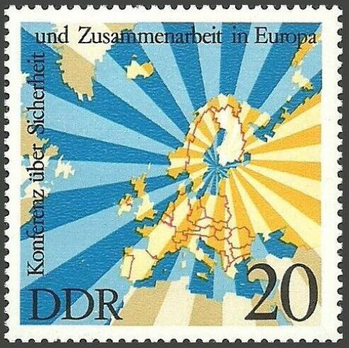 Poštovní známka DDR 1975 Mapa Evropy Mi# 2069