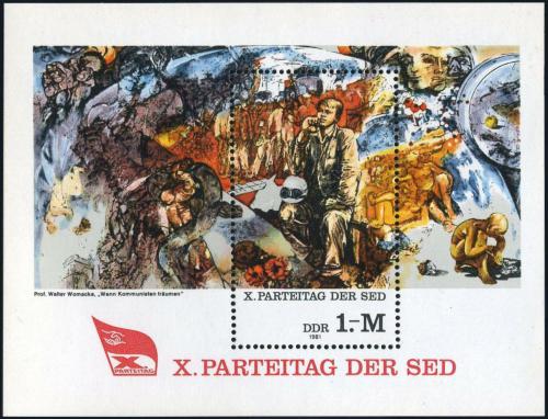 Potov znmka DDR 1981 Umenie, sjezd SED Mi# Block 63 - zvi obrzok
