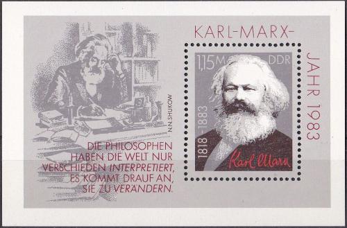 Poštová známka DDR 1983 Karl Marx Mi# Block 71