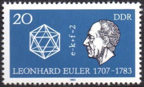 Poštová známka DDR 1983 Leonhard Euler, matematik Mi# 2825