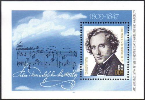 Poštová známka DDR 1984 Felix Mendelssohn Bartholdy Mi# Block 76