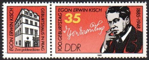 Poštová známka DDR 1985 Egon Erwin Kisch, novinár Mi# 2940