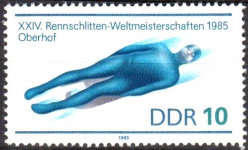 Poštová známka DDR 1985 MS v jízdì na bobech Mi# 2923