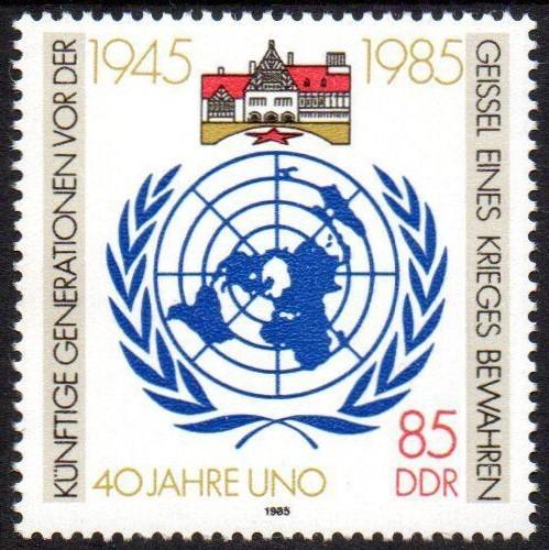 Poštová známka DDR 1985 OSN, 40. výroèie Mi# 2982
