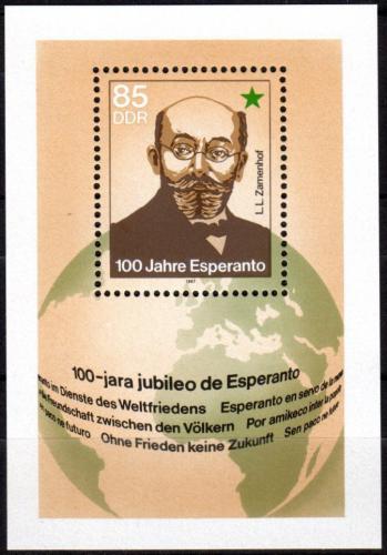 Potov znmka DDR 1987 Esperanto, 100. vroie Mi# Block 87 - zvi obrzok
