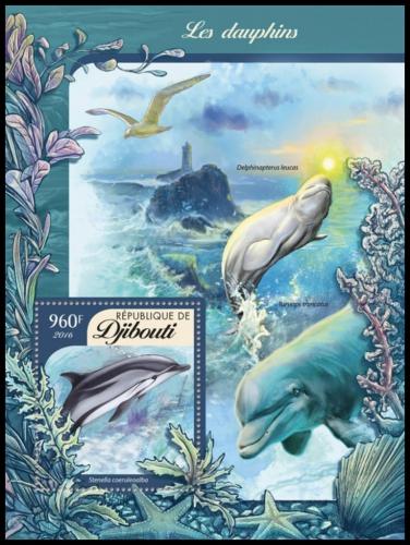 Poštová známka Džibutsko 2016 Delfíny Mi# Block 185 Kat 12€
