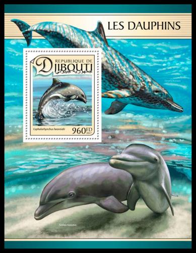 Poštovní známka Džibutsko 2017 Delfíni Mi# Block 578 Kat 10€