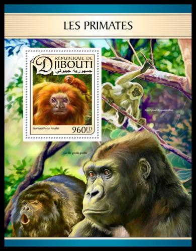 Poštovní známka Džibutsko 2017 Opice Mi# Block 593 Kat 10€