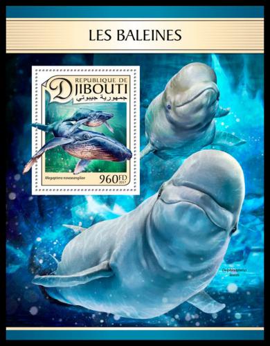 Poštovní známka Džibutsko 2017 Velryby Mi# Block 583 Kat 10€
