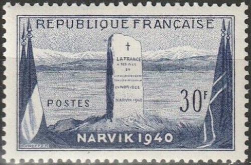 Potov znmka Franczsko 1952 Bitka o Narvik, 12. vroie Mi# 940 - zvi obrzok