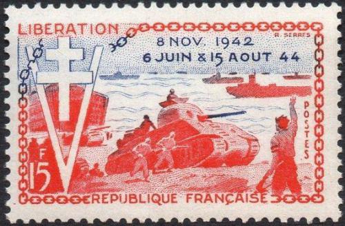 Potov znmka Franczsko 1954 Vyloden v Normandii, 10. vroie Mi# 1003 - zvi obrzok