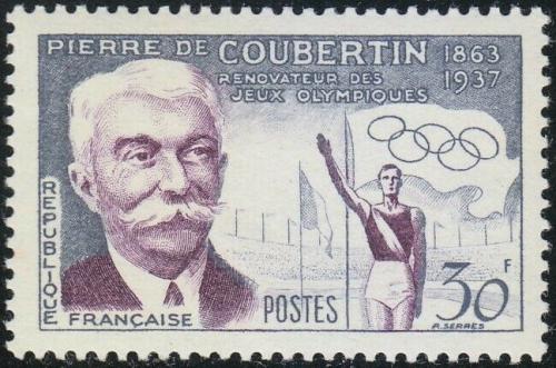 Potov znmka Franczsko 1956 Pierre de Coubertin Mi# 1116 - zvi obrzok