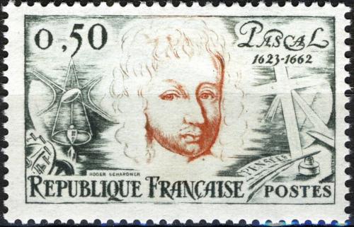 Potov znmka Franczsko 1962 Blaise Pascal, matematik Mi# 1398