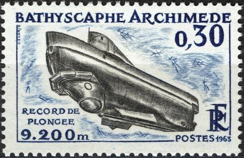Potov znmka Franczsko 1963 Batyskaf Archimedes Mi# 1421