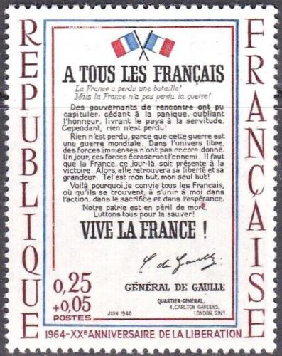 Potov znmka Franczsko 1964 Apel z roku 1940 Mi# 1484