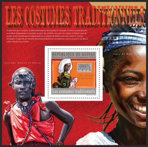 Poštová známka Guinea 2010 Africké tradièní kostýmy Mi# Block 1802 Kat 10€